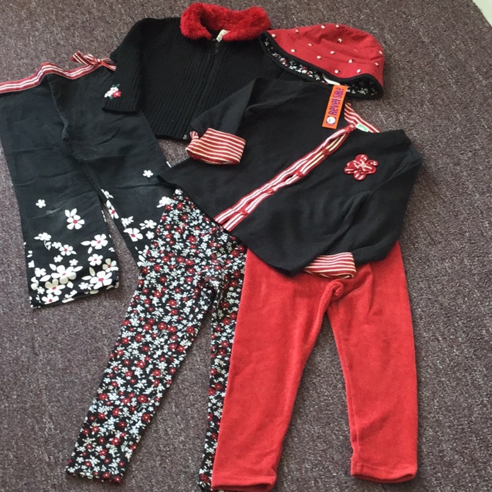 6 pc Vintage Gymboree “Holiday Cheer” line red & black Size 4